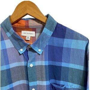 Free Assembly Plaid Short Sleeve Cotton Button Down Shirt Coastal Preppy XXL